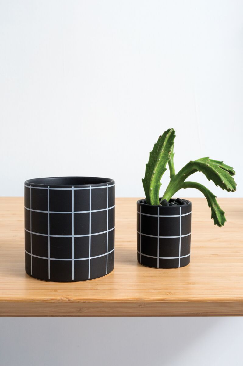 Pepper Ceramic Black Planter fits up to 4 inch Nursery Pot