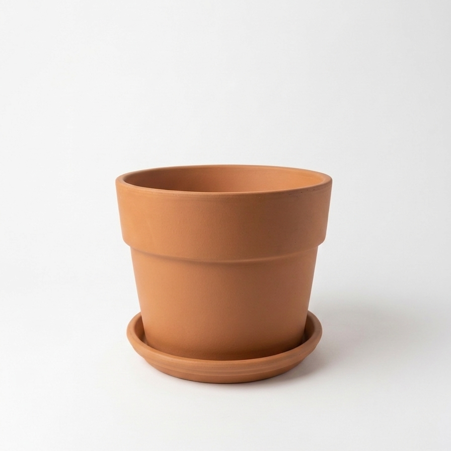 Terracotta Perfetto Planter with Drainage | 10 inch Diameter — empty planter, terracotta planter, studio photo — for sale by Promise Supply for delivery and pickup in Toronto.