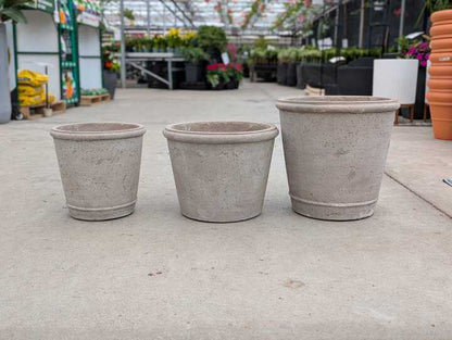 Greige Lined Terracotta Planter | 17 inch Diameter