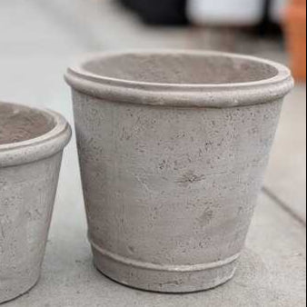 Greige Lined Terracotta Planter | 17 inch Diameter