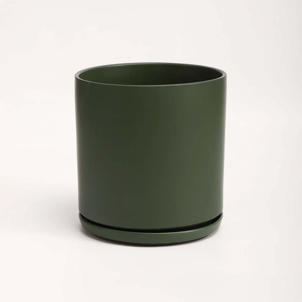 The Ten Ceramic Cylinder Planter with Drainage and Tray | 10 inch Nursery Pot