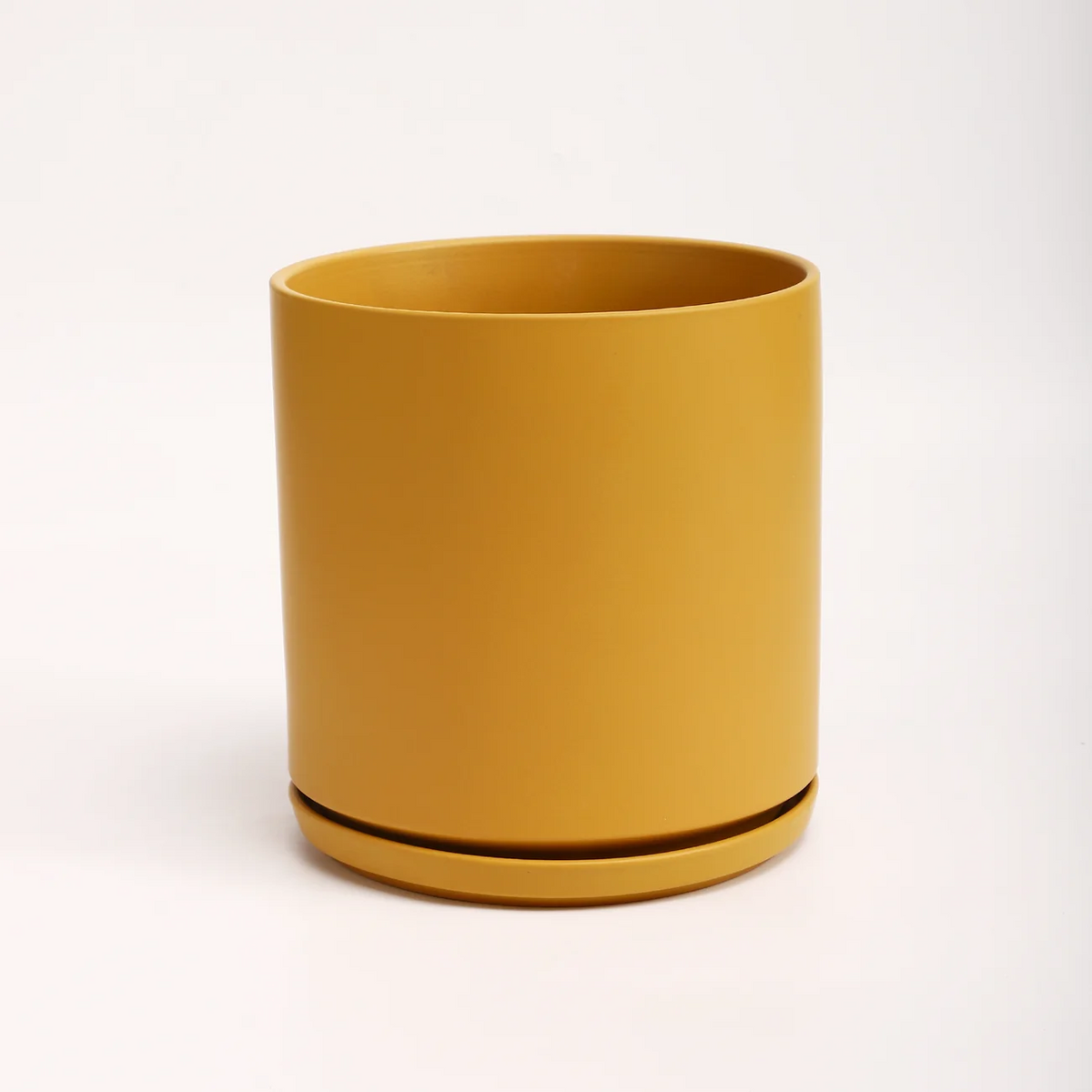 The Ten Ceramic Cylinder Planter with Drainage and Tray | 10 inch Nursery Pot
