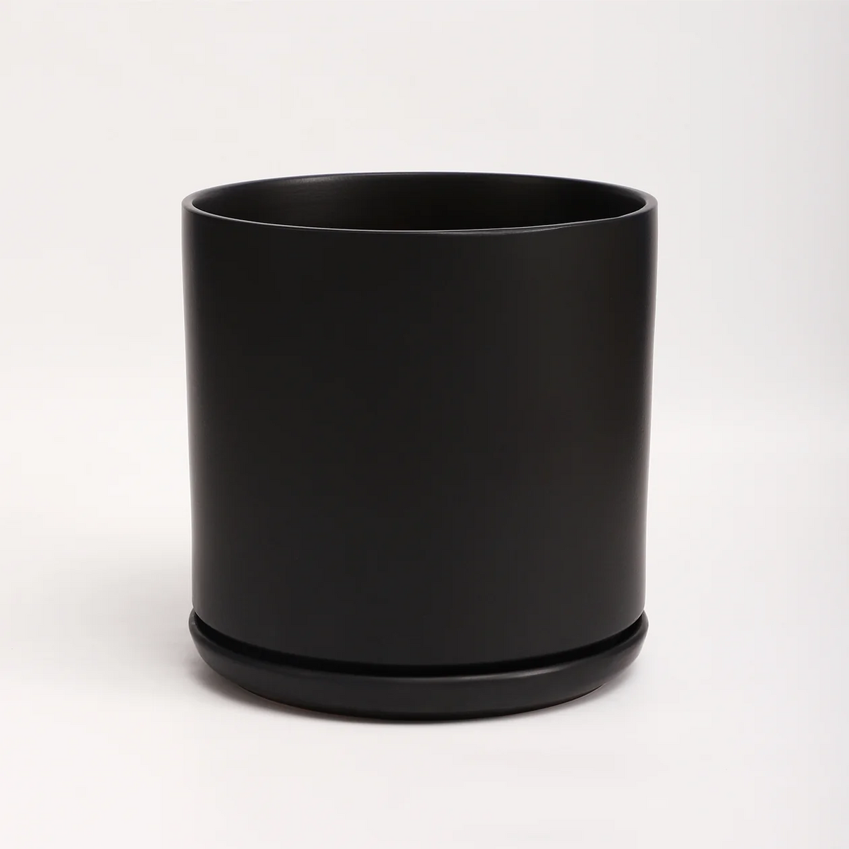 The Fourteen Ceramic Cylinder Planter with Drainage and Tray | 14 inch Nursery Pot