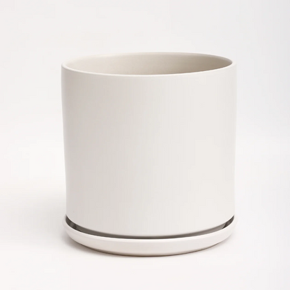 The Fourteen Ceramic Cylinder Planter with Drainage and Tray | 14 inch Nursery Pot