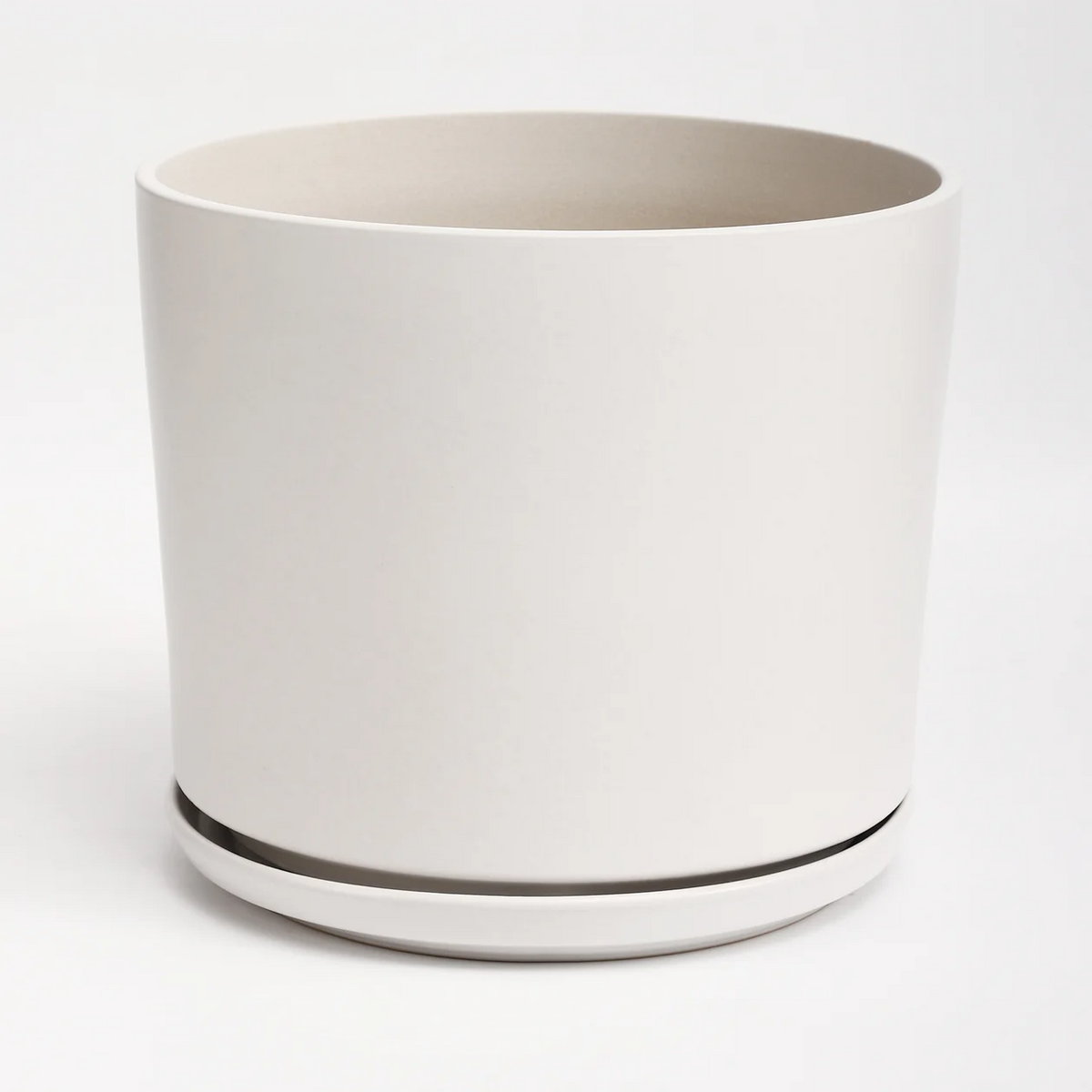 The Seventeen Ceramic Cylinder Planter with Drainage and Tray | 17 inch Nursery Pot