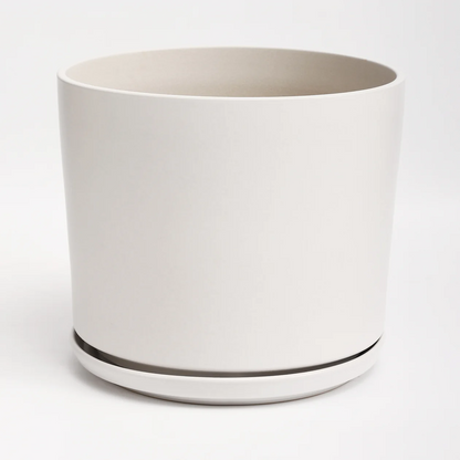 The Seventeen Ceramic Cylinder Planter with Drainage and Tray | 17 inch Nursery Pot