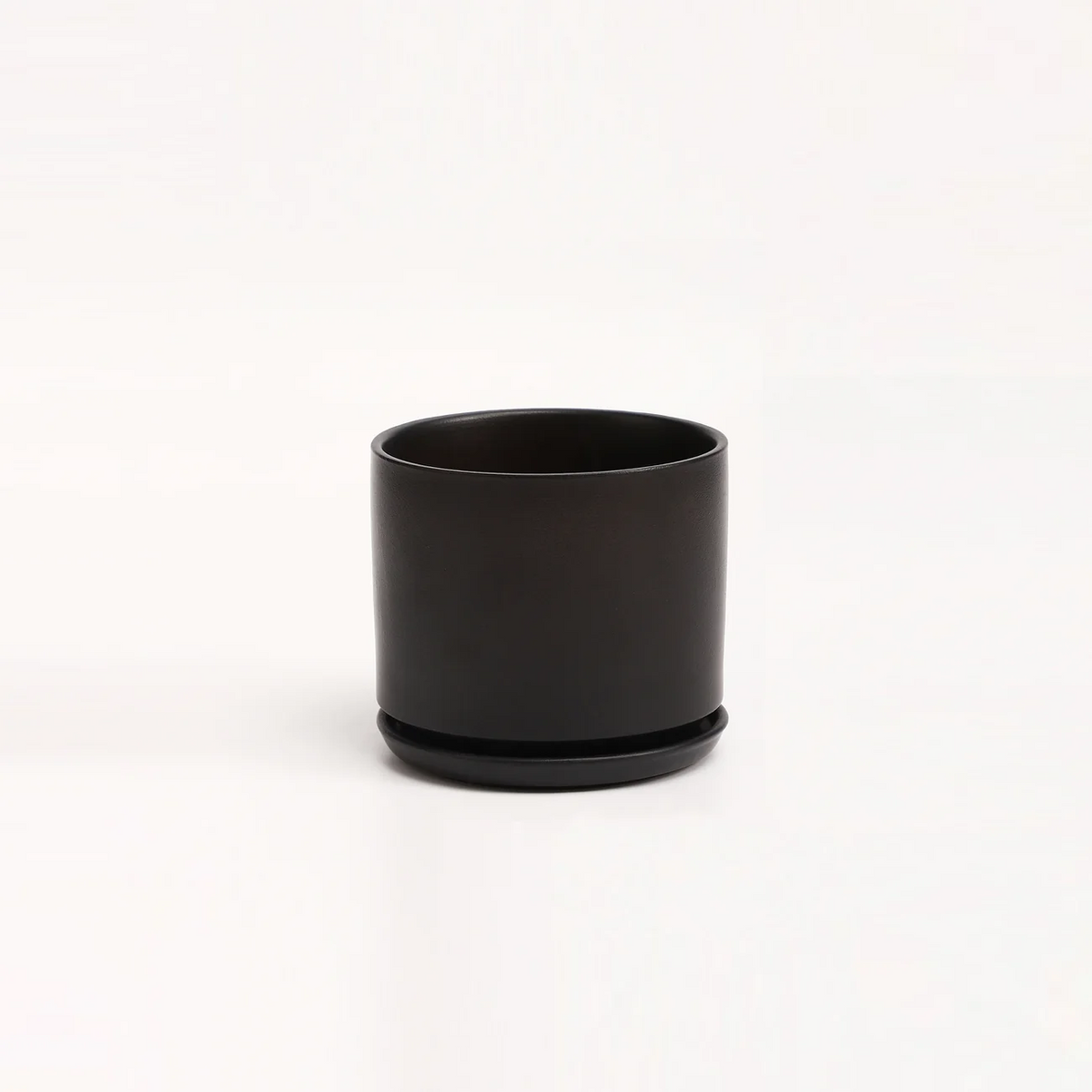 The Six Ceramic Cylinder Planter with Drainage and Tray | 6 inch Nursery Pot