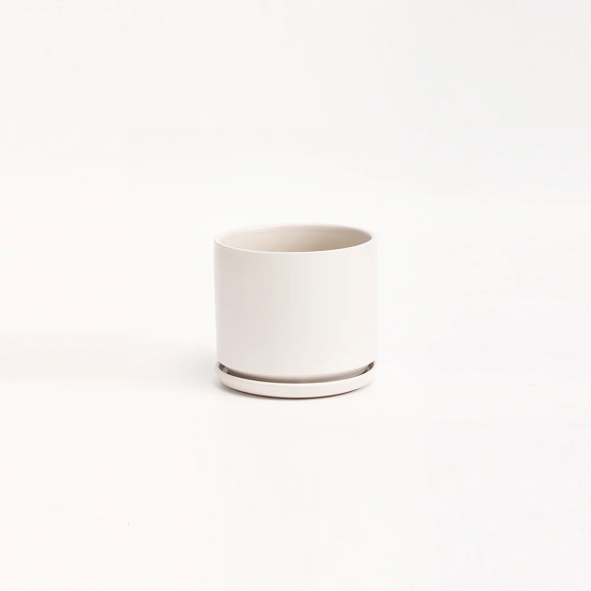 The Eight Ceramic Cylinder Planter with Drainage and Tray | 8 inch Nursery Pot