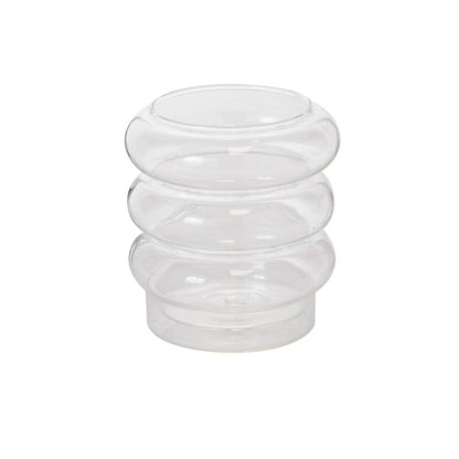 Stacked Rings Glass Pot with Drainage and Tray - 4 inch diameter