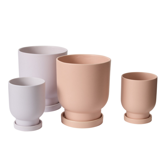 Tarrytown Peach Pot with Drainage and Tray | 4 inch Diameter