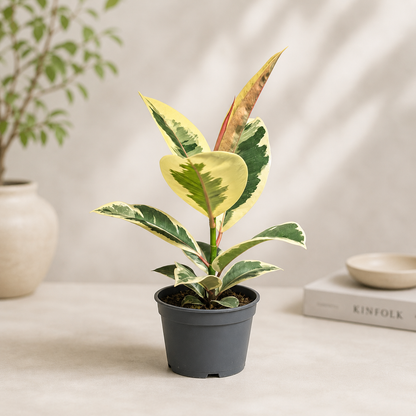 Tineke Rubber Plant: Ficus elastica - 5 inch pot
