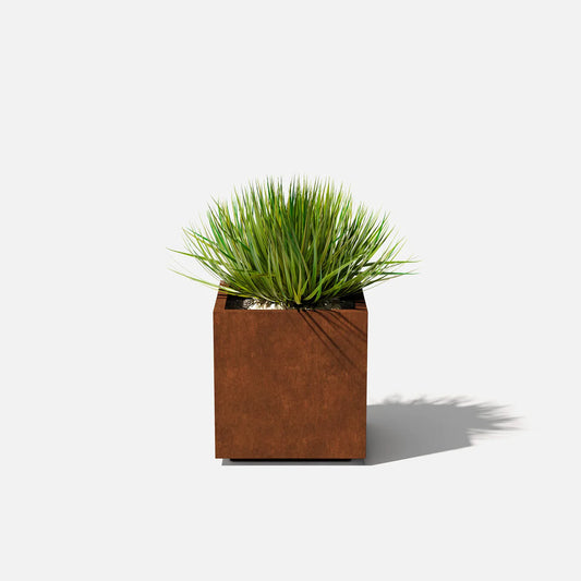 Corten Steel Cube Planter - 21 inch