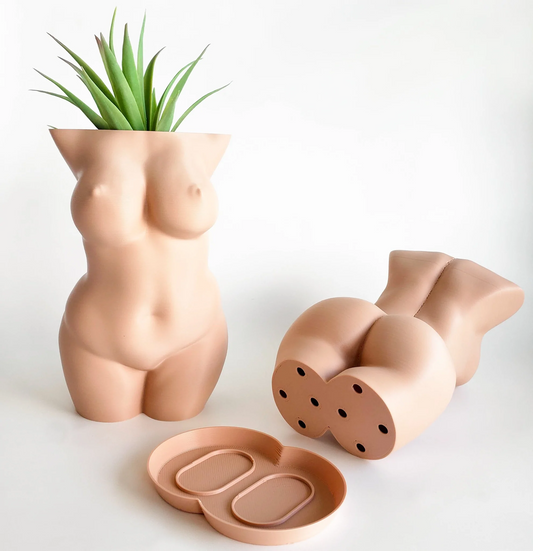 Female Curvy Body Planter with Drainage and Tray