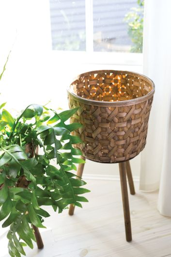 plant stand for 14 inch pot Bam Woven Basket Plant Stand – No Drainage – 14 inch – Promise Supply