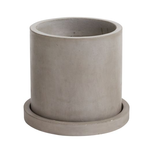 Marta Gray Concrete Planter with Drainage and Tray Fits up to 10 inch Nursery Pot
