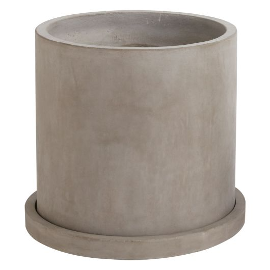 Marta Gray Concrete Planter with Drainage and Tray Fits up to 14 inch Nursery Pot