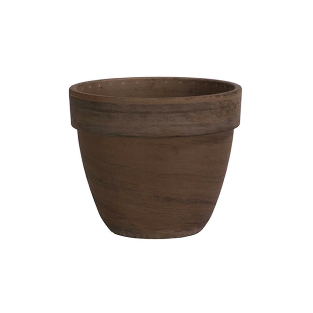 Levante Marbled Terracotta Planter with Drainage and Tray in 12 inch Diameter