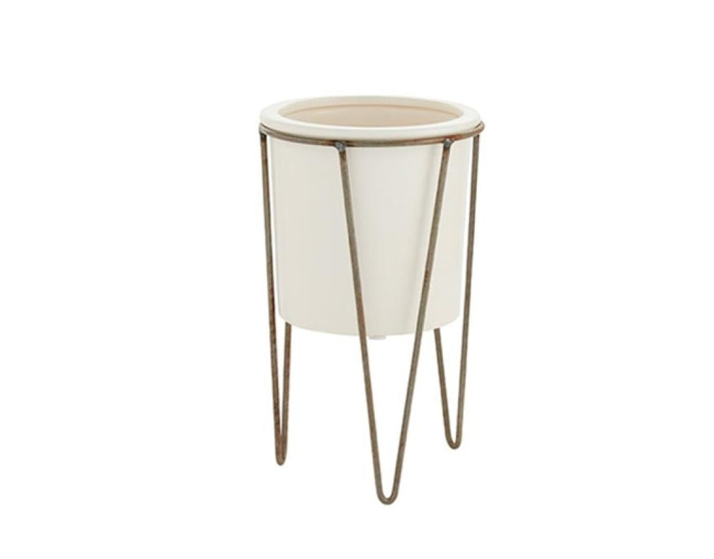 Cassa White Planter with Stand fits up to 6 inch Nursery Pot