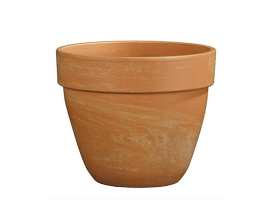 Levante Marbled Terracotta Planter with Drainage and Tray in 12 inch Diameter