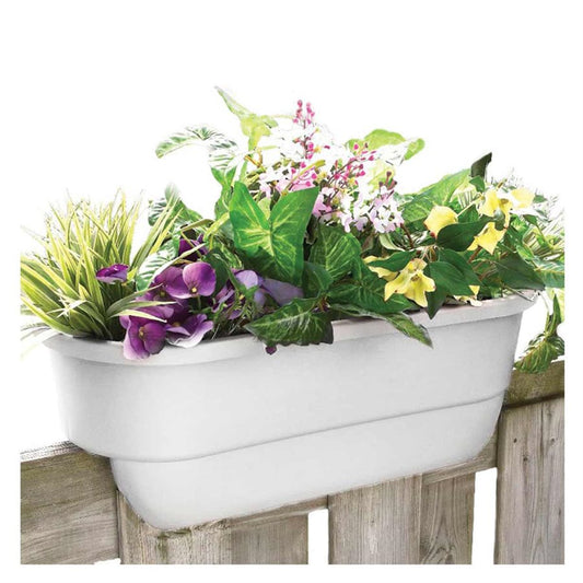 Rounded Deck Rail Planter White in 24 inch Width