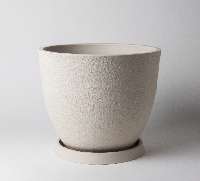 9 inch planter pot with drainage Signature Textured White Stone Planter – Drainage – 9 inch – Promise Supply