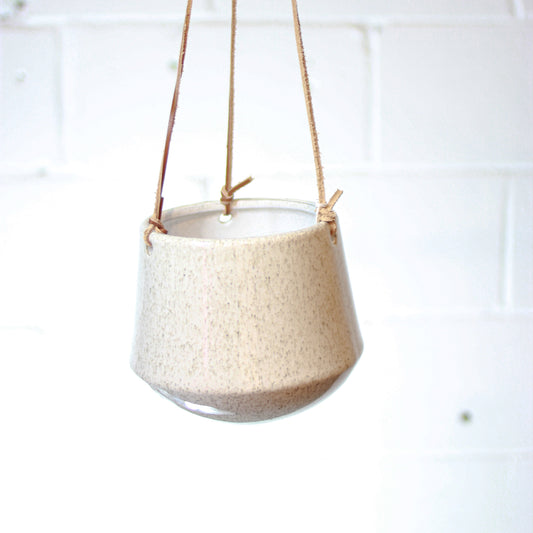 Kenzie Ceramic Hanging Planter with Leather Straps Fits up to 5 inch Nursery Pot