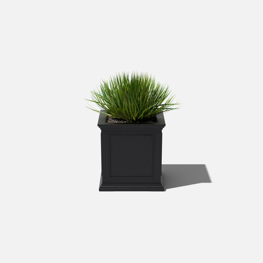 Brixton Cube Planter | 19 inch — with plant inside, studio photo — planter for sale by Promise Supply for delivery and pickup in Toronto.