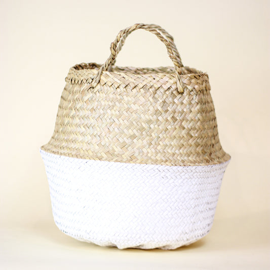 Seagrass White Woven Basket Fits up to 10 inch Nursery Pot
