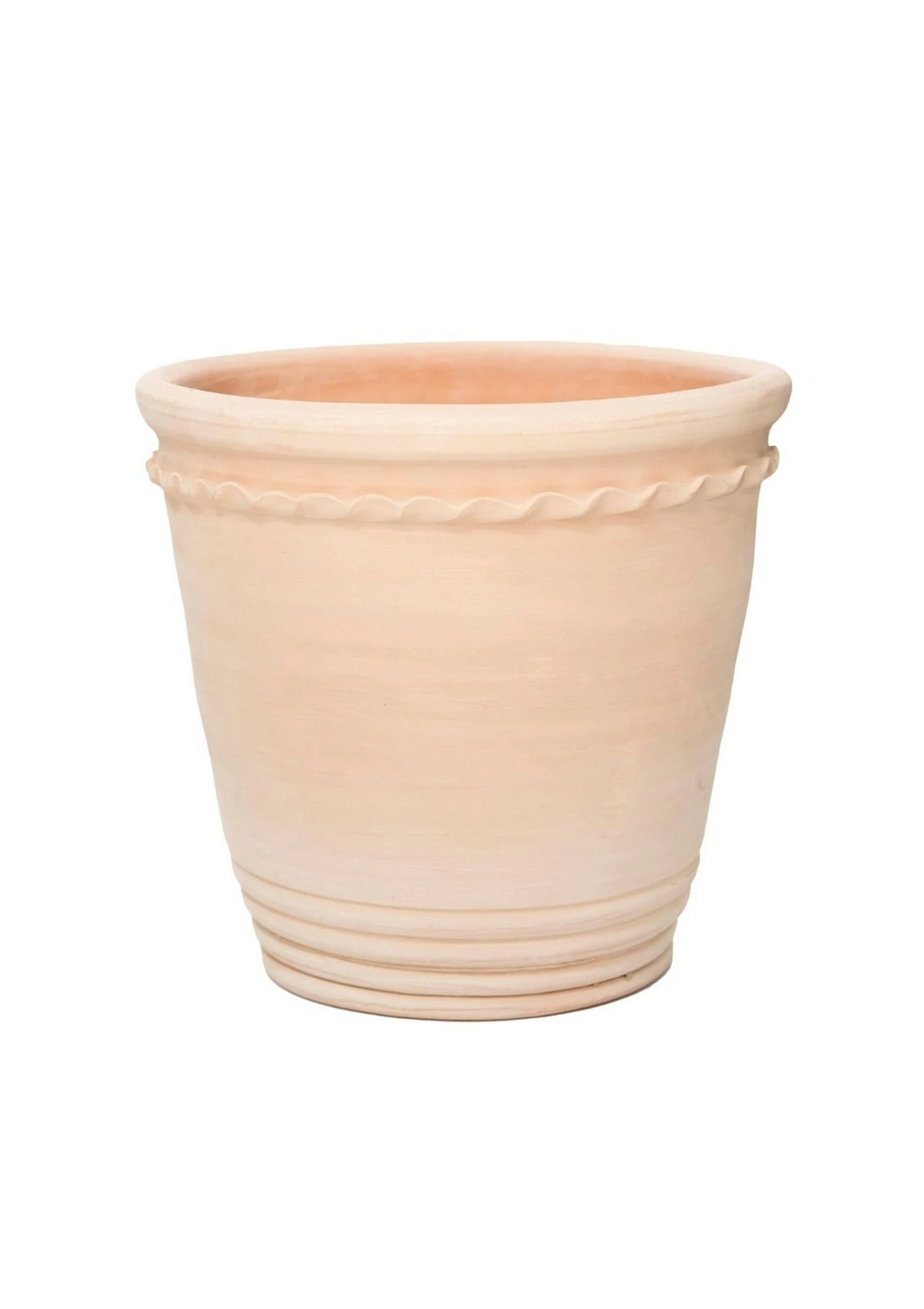 Ruffle Trim Clay Planter with Drainage and Tray