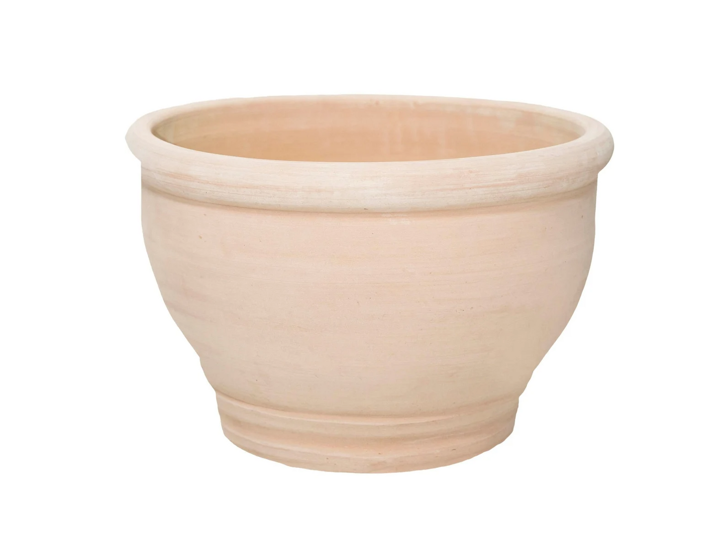 Wide Natural Clay Planter with Drainage and Tray