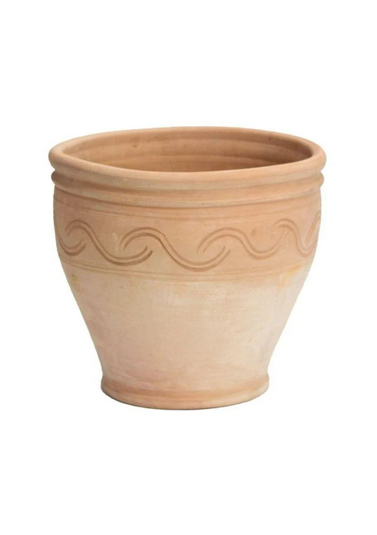 Swirl Clay Planter with Drainage and Tray
