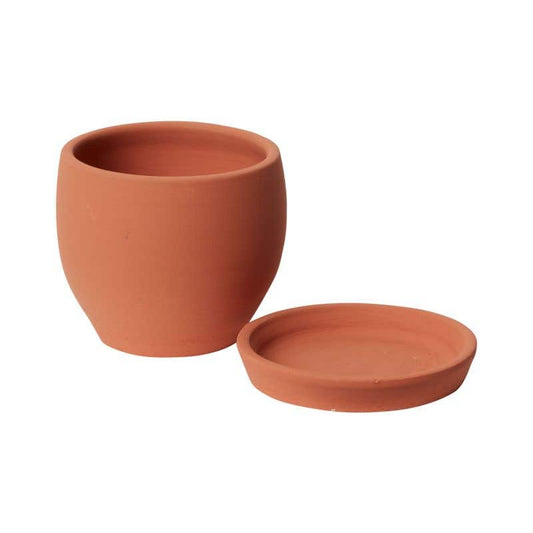 Baden Ceramic Pot with Drainage and Tray in 6.5 inch Diameter